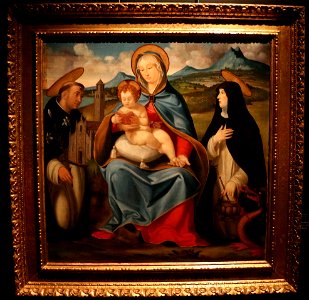 Andrea previtali, madonna col bambino tra i ss. domenico e marta (Banca popolare di BG) 01