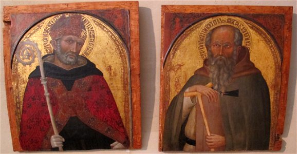 Ambrogio lorenzetti (scuola), santi antonio abate e massimino vescovo
