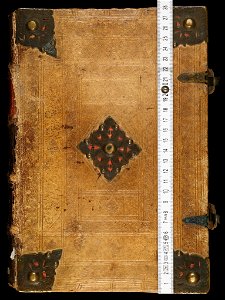 Aarau, Aargauer Kantonsbibliothek, MsWettF 13, Ruler on binding – Epistolare OCist