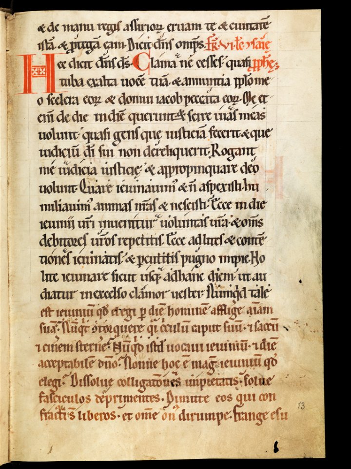 Aarau, Aargauer Kantonsbibliothek, MsWettF 13, f. 13r – Epistolare OCist