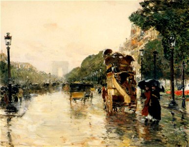 Childe Hassam - Champs Elysées, Paris. Free illustration for personal and commercial use.
