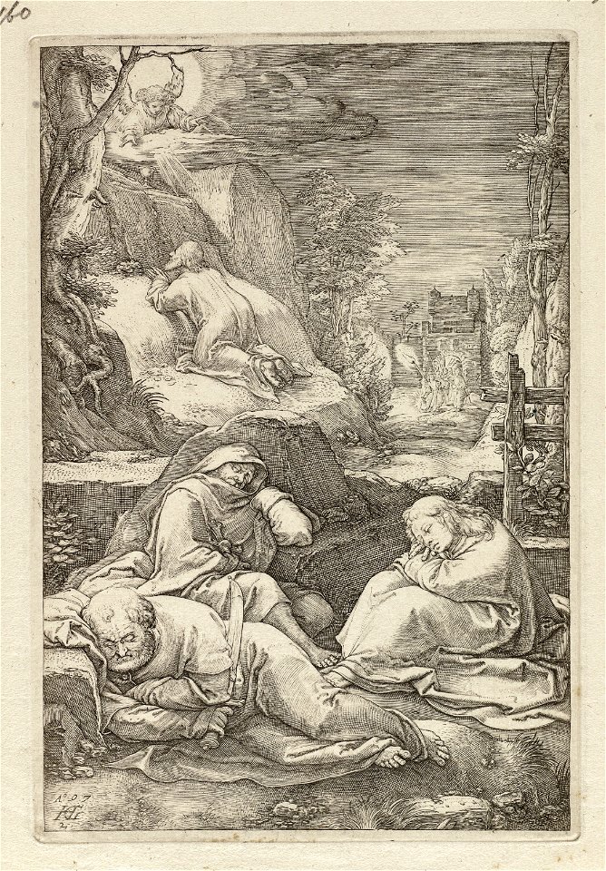 Christus op de Olijfberg Matheus 2637-45 Marcus 1433-40 Lucas 2239-45 Johannes 181-23. NL-HlmNHA 1477 53008470