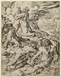 Christus in het hof van Getsemane (Matheus 2637-45 Marcus 1433-40 Lucas 2239-45). NL-HlmNHA 1477 53008609