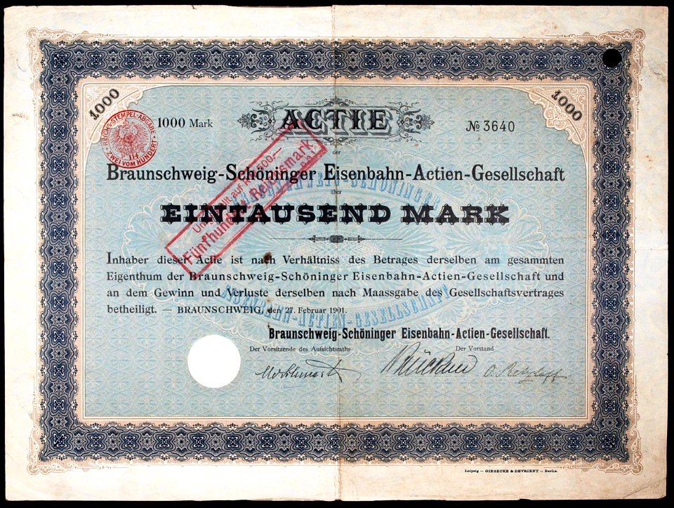 Braunschweig-Schöninger-Eisenbahn-AG 1901