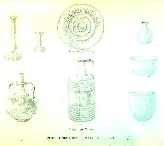 Cimetières de Reims vases en verre 06135