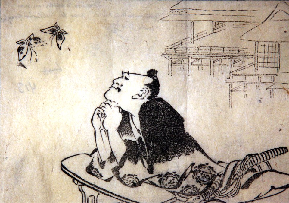 Chinese philosopher Soshi contemplating two flying butterflies-IMG 9340