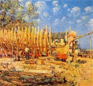 Childe Hassam - Building a Schooner, Provincetown