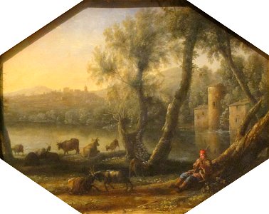 'Pastoral Landscape', oil on copper painting by Claude Lorrain, c. 1636-7, Art Gallery of New South Wales. Free illustration for personal and commercial use.