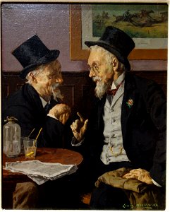 Conversation by Louis Moeller, undated, oil on canvas - New Britain Museum of American Art - DSC09346
