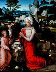 Albert Cornelis (ca.1475–1532) Magdalena in een landschap - National Gallery Londen 5-3-2015 11-13-23. Free illustration for personal and commercial use.