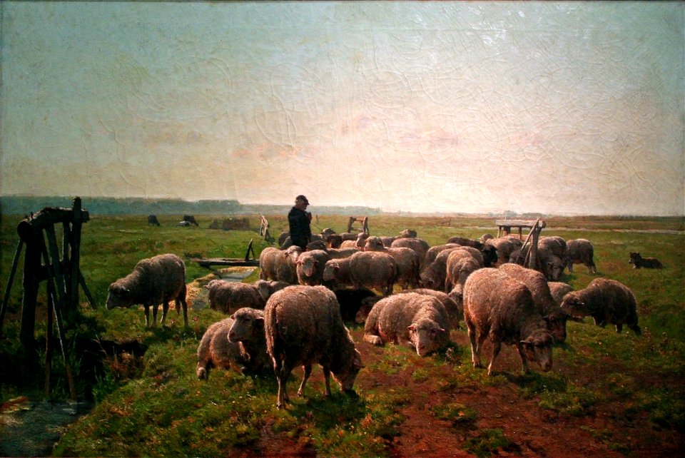 Cornelis Van Leemputten - Landschap met herder en kudde schapen