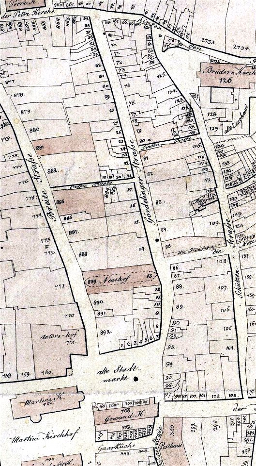 Braunschweig FW Culemann Planausschnitt Altstadtmarkt etc 1798 - senkrecht