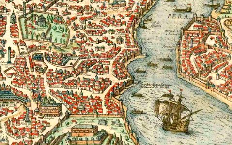 Constantinople Braun Hogenberg Golden Horn 01