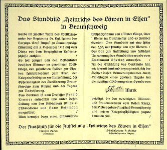 Braunschweig Heinrich der Loewe in Eisen Faltblatt Innenseite 3 H VII 274.1 (Stadtarchiv Braunschweig)