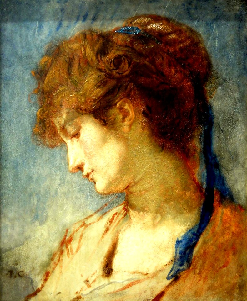 Beauvais (60), MUDO, Thomas Couture - Tête de femme au ruban bleu, vers 1873 (musée d'Orsay inv. 82.20) 2