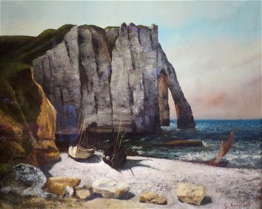 ' Cliff at Étretat' by Gustave Courbet, Norton Simon Museum. Free illustration for personal and commercial use.