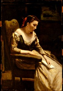 Jean-Baptiste-Camille Corot- The Letter. Free illustration for personal and commercial use.