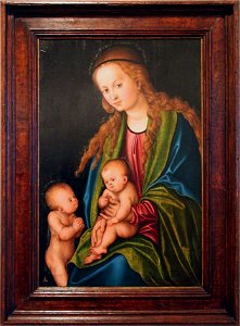Lucas Cranach d. Ä. - Madonna met kind en Johannes de Doper. Free illustration for personal and commercial use.
