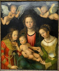 Virgin and Child with the Saints Catherine and Barbara by Lucas Cranach the Elder - Statens Museum for Kunst - DSC08163. Free illustration for personal and commercial use.