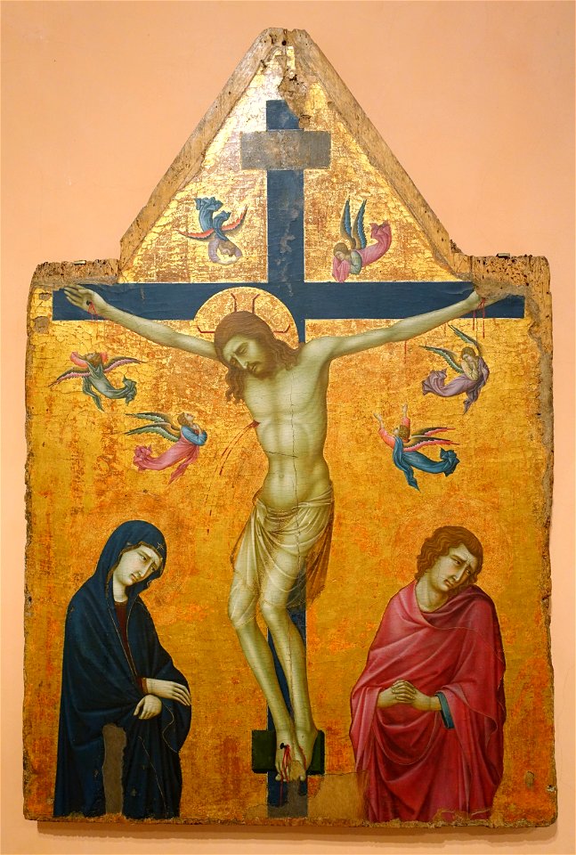 Christ on the Cross between the Virgin and Saint John, Ugolino di Nerio, called Ugolino da Siena, c. 1330-1335 AD, tempera on wood - Museo Nacional Centro de Arte Reina Sofía - Madrid, Spain - DSC08531