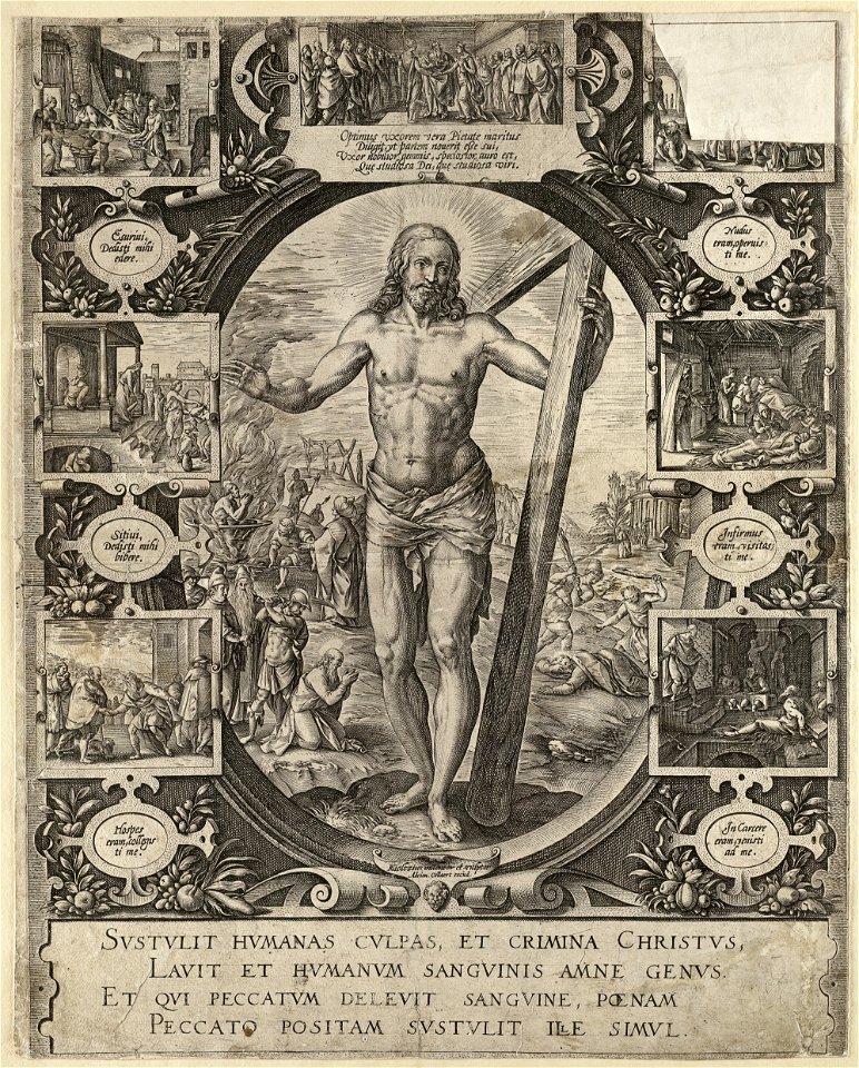 Christus met het kruis en de Werken van Barmhartigheid. NL-HlmNHA 1477 53008466