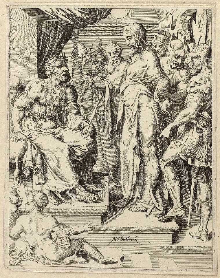 Christus voor Herodes (Lucas 238-10). NL-HlmNHA 1477 53008614