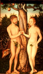 Lucas Cranach the Elder Adam and Eve. Free illustration for personal and commercial use.