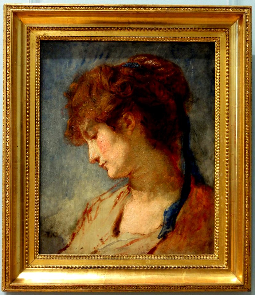 Beauvais (60), MUDO, Thomas Couture - Tête de femme au ruban bleu, vers 1873 (musée d'Orsay inv. 82.20) 1