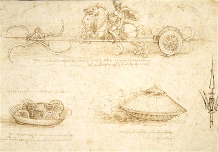Da Vinci Scythed Chariot and Armoured Tank. Free illustration for personal and commercial use.