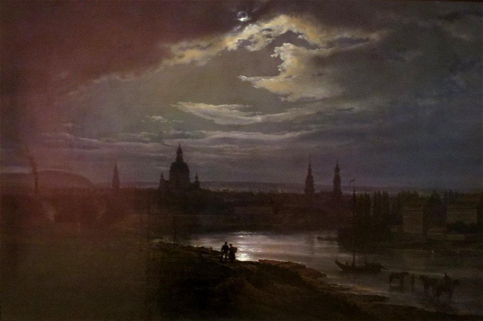 'Dresden in Moonlight' by Johan Christian Dahl, Bergen Kunstmuseum
