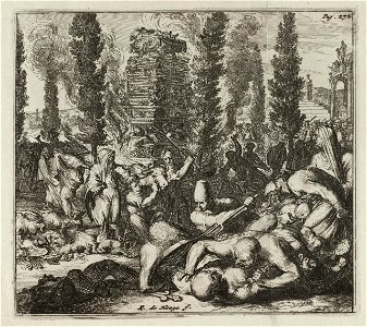 Crematie van een overleden Romeinse heerser uit de Klassieke Oudheid. NL-HlmNHA 53008863