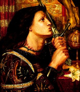 Rossetti, Jeanne d'Arc embrassant l'épée de la Délivrance ( Musée d'art moderne et contemporain de Strasbourg )