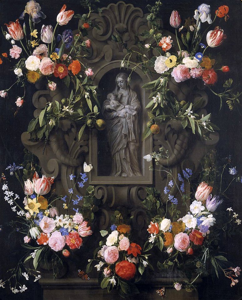 Daniel Seghers Garland with Virgin 1645 paid with gold maulstick 1646