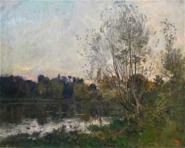 'A Lake in the Woods at Dusk' by Charles-François Daubigny, Dayton Art Institute. Free illustration for personal and commercial use.
