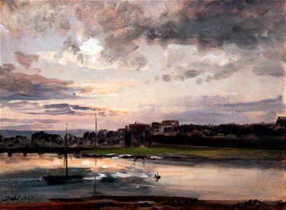 1837 Dahl Elbe und Neustädter Ufer in Dresden im Abendlicht anagoria