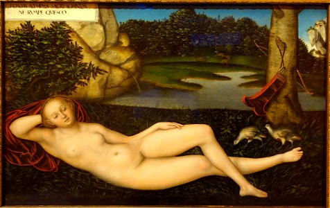 Reclining Nymph by Lucas Cranach the Elder, c. 1530-1534 AD, oil on wood - Museo Nacional Centro de Arte Reina Sofía - DSC08599