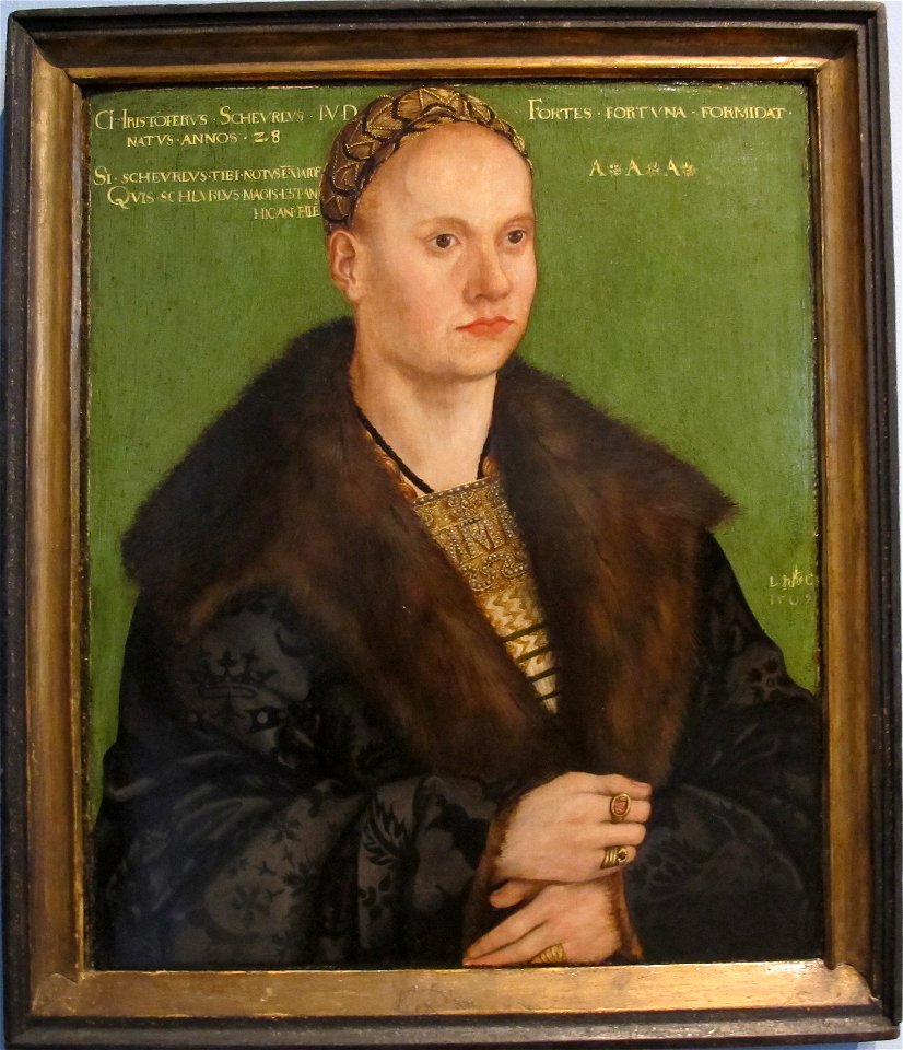 Cranach, ritratto dell'umanista christoph scheurl, 1509