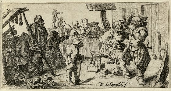 De tandarts.br eerste prent uit een serie van vier prenten met genre voorstellingen. NL-HlmNHA 1477 53011626