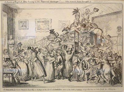 'A Swarm of English Bees Hiving in the Imperial Carriage, Who Would have Thought It', by George Cruikshank. Free illustration for personal and commercial use.