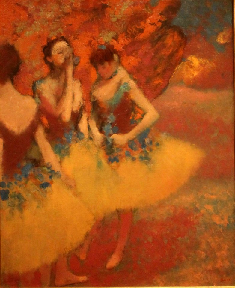 Three Dancers in Yellow Skirts Edgar Degas. Free illustration for personal and commercial use.