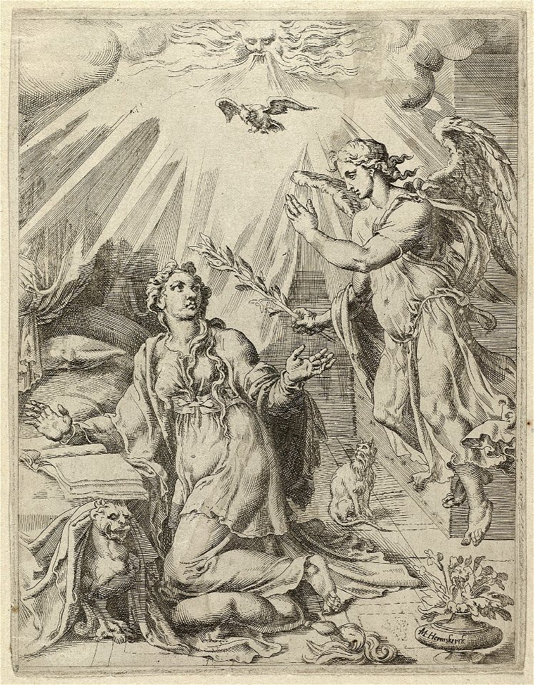 De verkondiging aan Maria (Lucas 126-38). NL-HlmNHA 1477 53008599