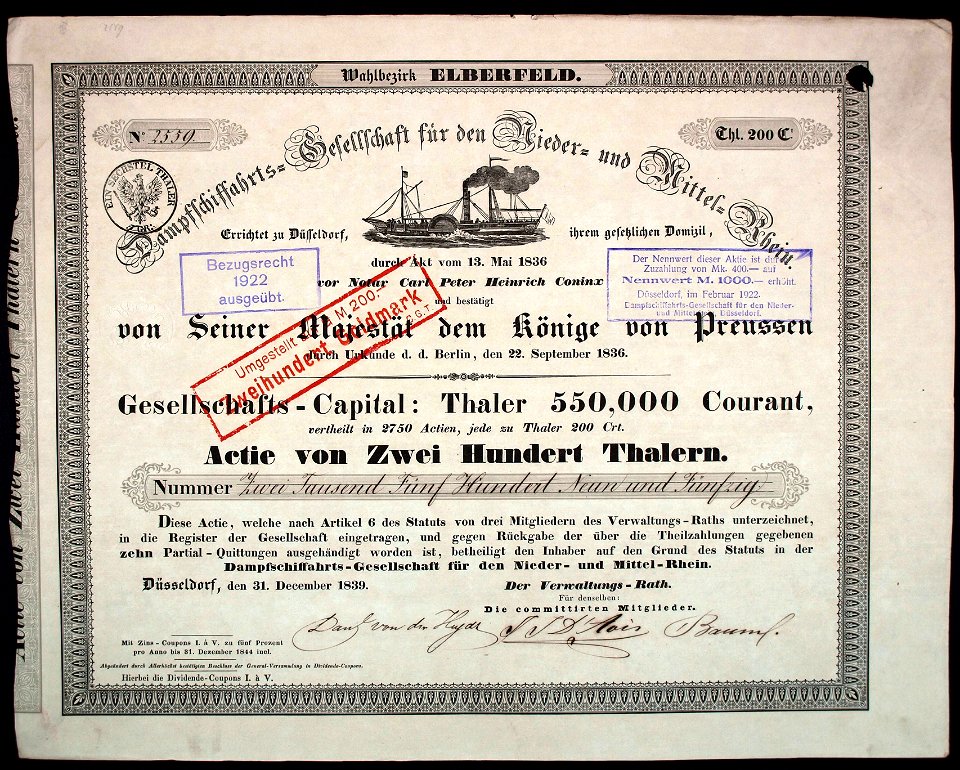 Dampfschiffahrts-Gesellschaft für den Nieder- und Mittel-Rhein 1839