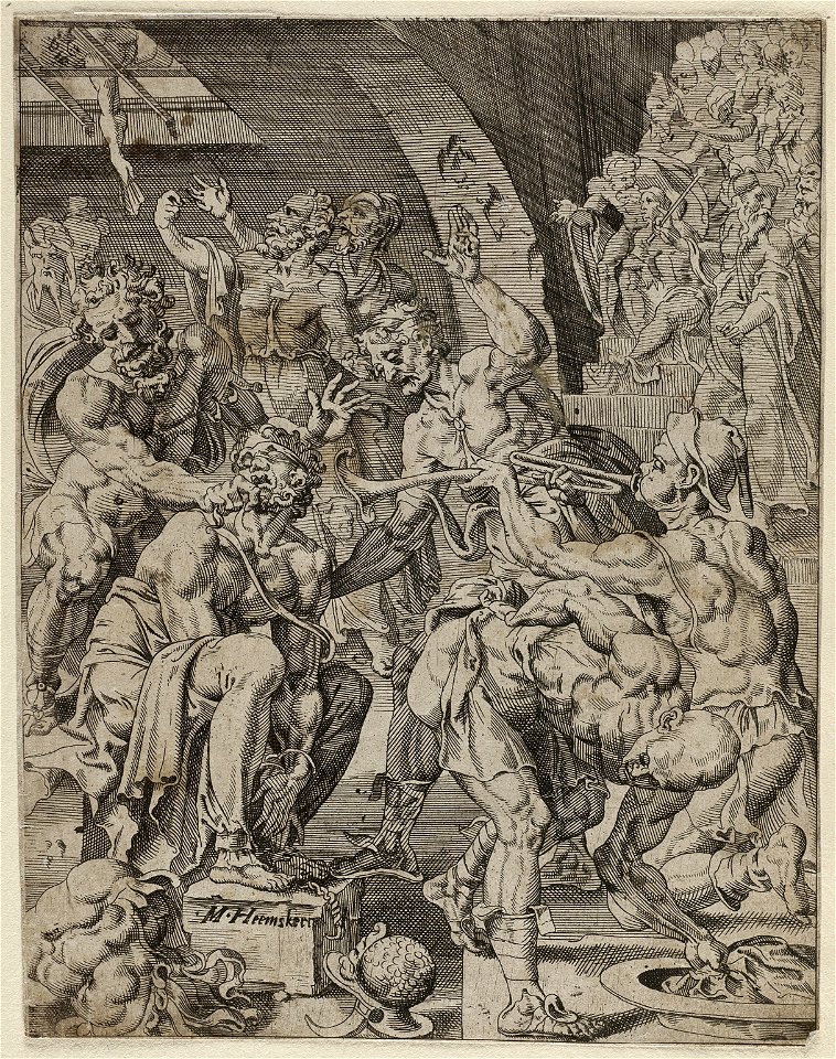 De bespotting van Christus (Matheus 2667-68 Marcus 151-15 Lucas 2263-65). NL-HlmNHA 1477 53008629
