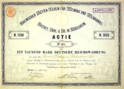 Dilthey, Sahl & Co 1889