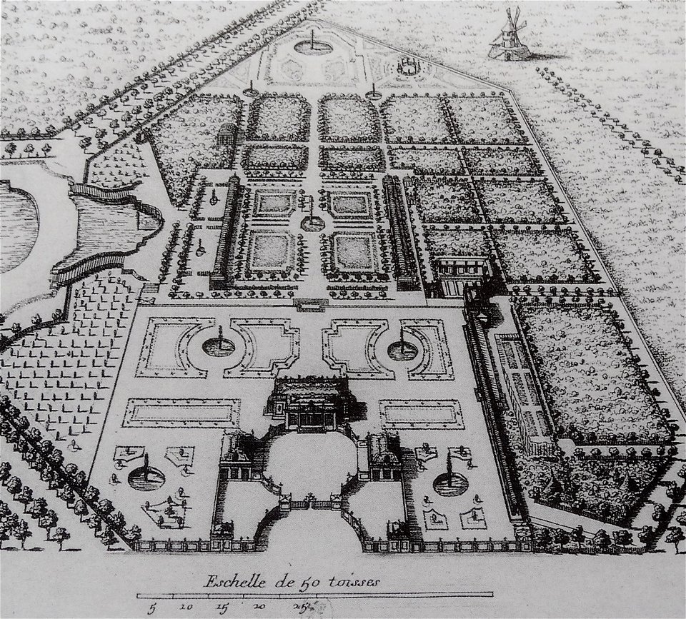 17th century view of the Trianon de Porcelaine from its garden