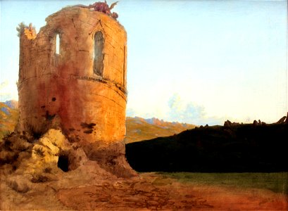 1827 Blechen Turmruine mit Drachen anagoria