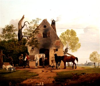 1828 Gauermann Vor der Schmiede anagoria