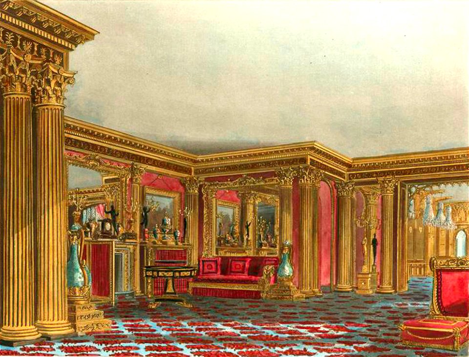 Carlton House, Golden Drawing Room, from Pyne's Royal Residences, 1817