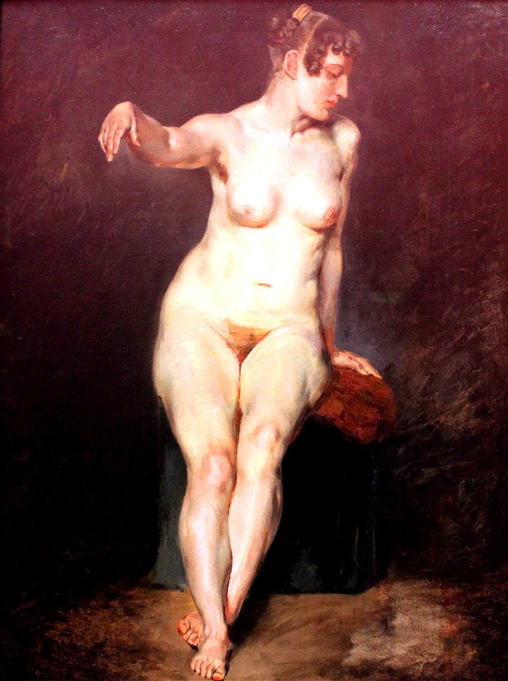 1820 Delacroix Sitzender weiblicher Akt anagoria