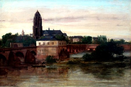1858 Courbet Blick auf Frankfurt am Main anagoria. Free illustration for personal and commercial use.